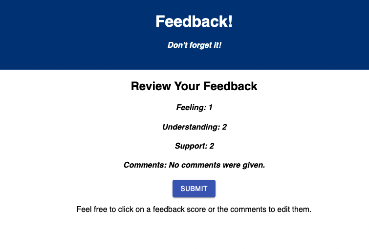 Redux Feedback 'Review Feedback' page.